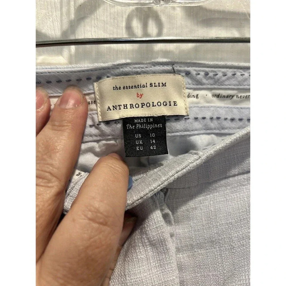 Anthropologie The Essential Slim Pant in Light Silver Light Blue Women’s Size 10 - Picture 6 of 7